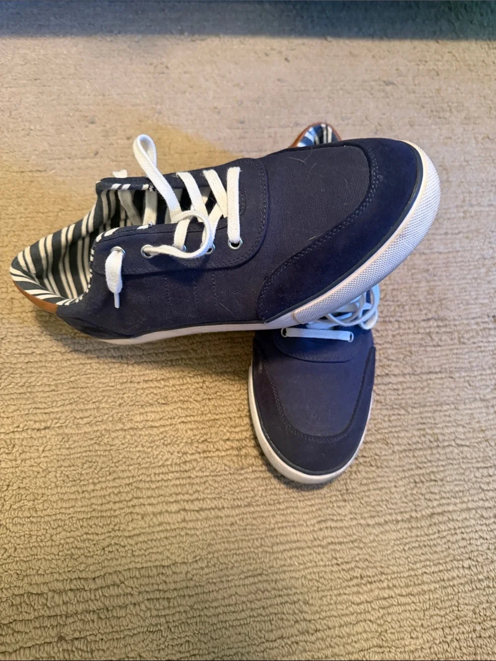 Club Room Navy and White Canvas Boat Shoes for Men